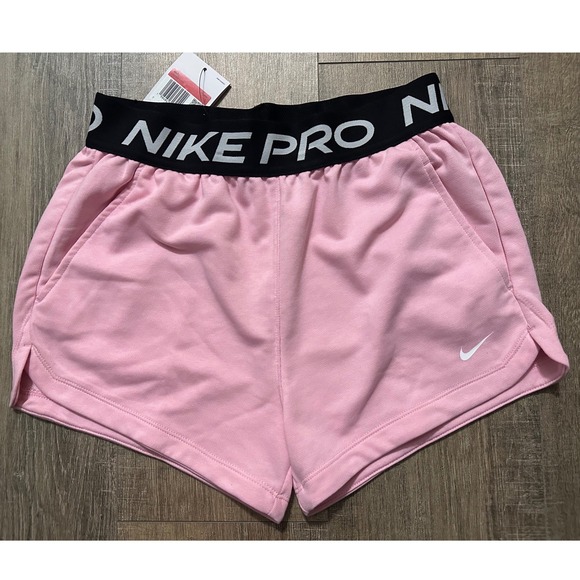 Girls Nike Pro Pink Athletic Shorts Dri FIT Logo Waistband Size Large - Picture 2 of 7